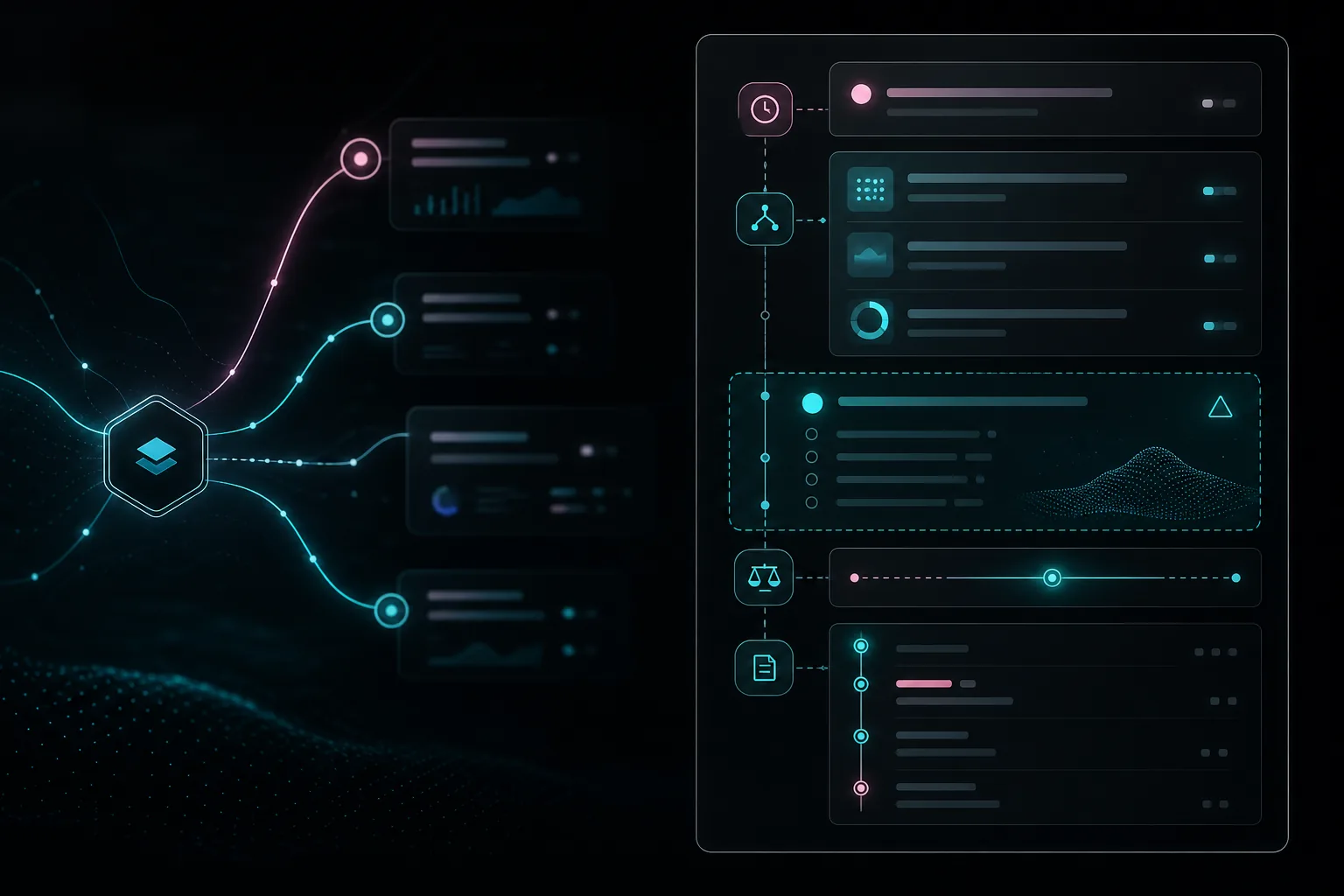 AI summary evidence panel anatomy with source records, freshness timestamp, data changes, assumptions, limits, action history, and safe next steps